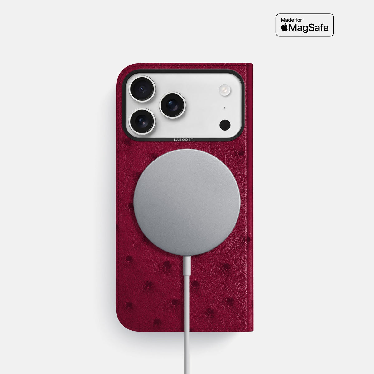 Folio Case For iPhone 18 Pro In Ostrich -3 | Bordeaux-Black