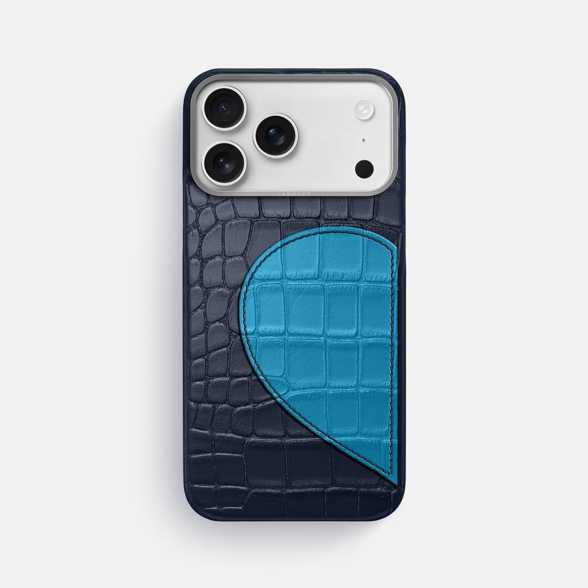 Classic Case With Half Heart - Left For iPhone 18 Pro Max In Alligator -1 | Navy-Blue-Steel