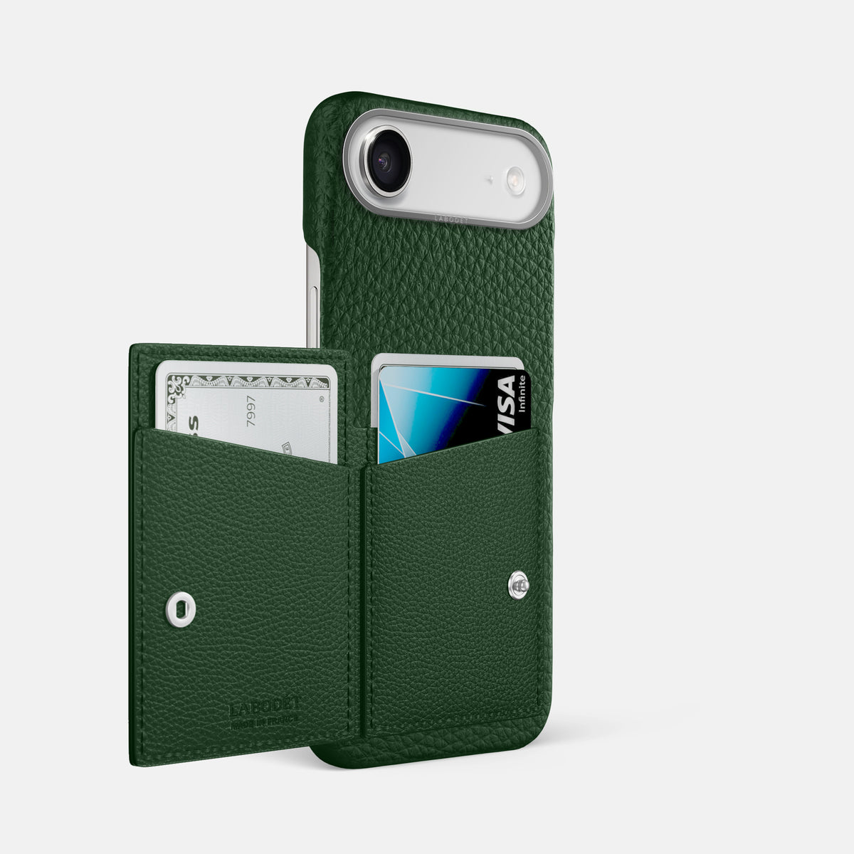Bi-Fold Case For iPhone 17 Air In Calf -2 | Dark-Green-Steel