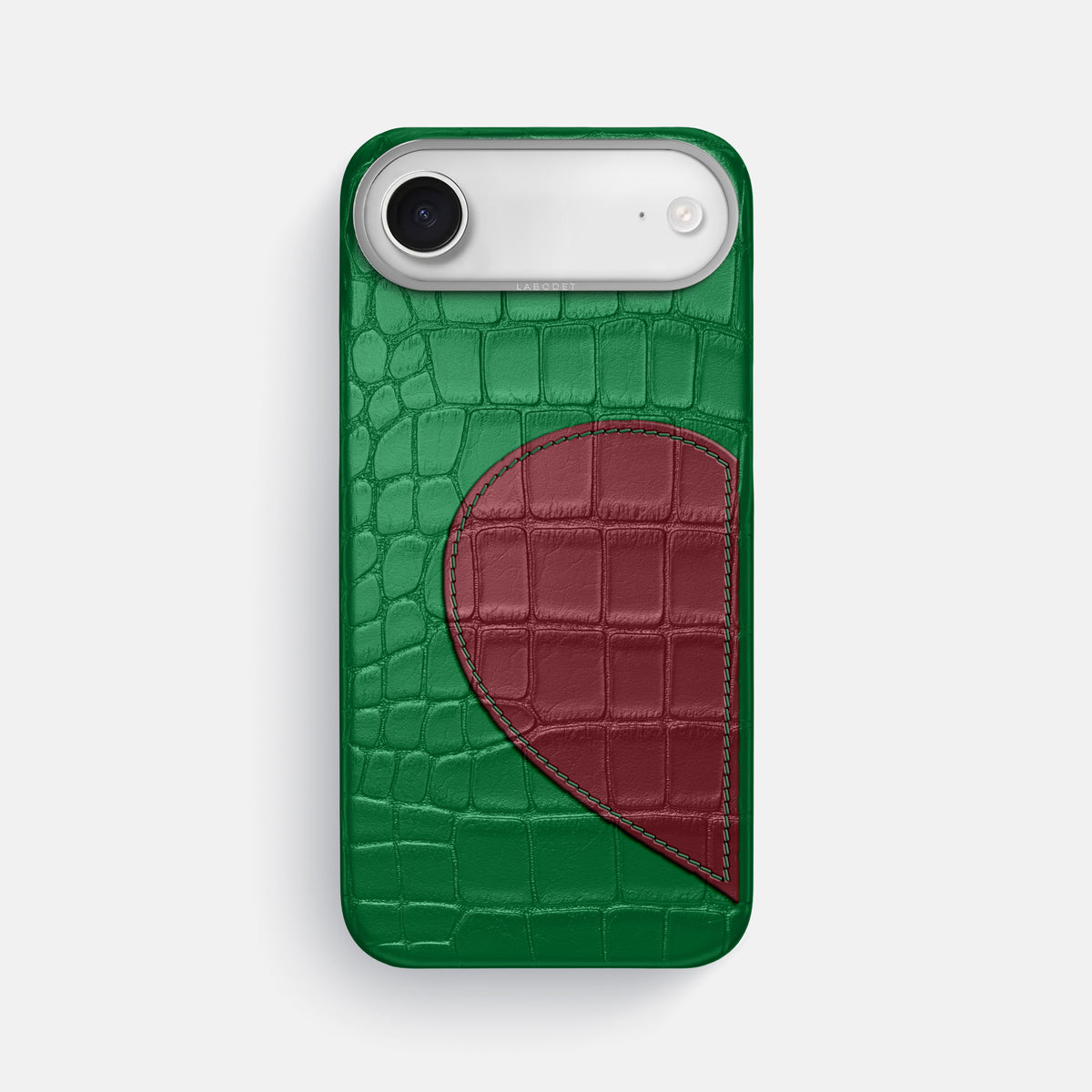 Classic Case With Half Heart - Left For iPhone 17 Air In Alligator -1 | Forest-Green-Steel