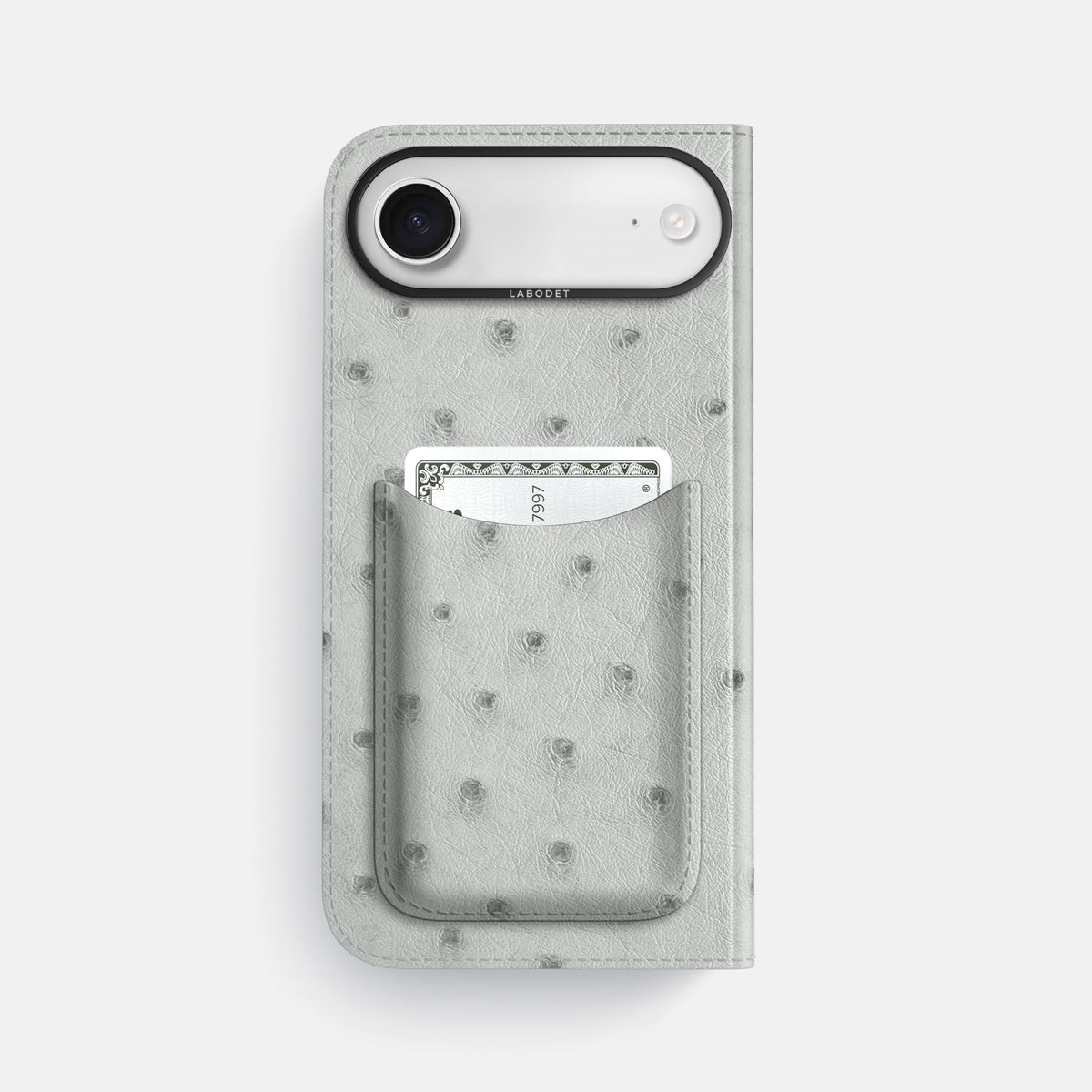 Folio Case with Card For iPhone 17 Air In Ostrich -3 | White-Black