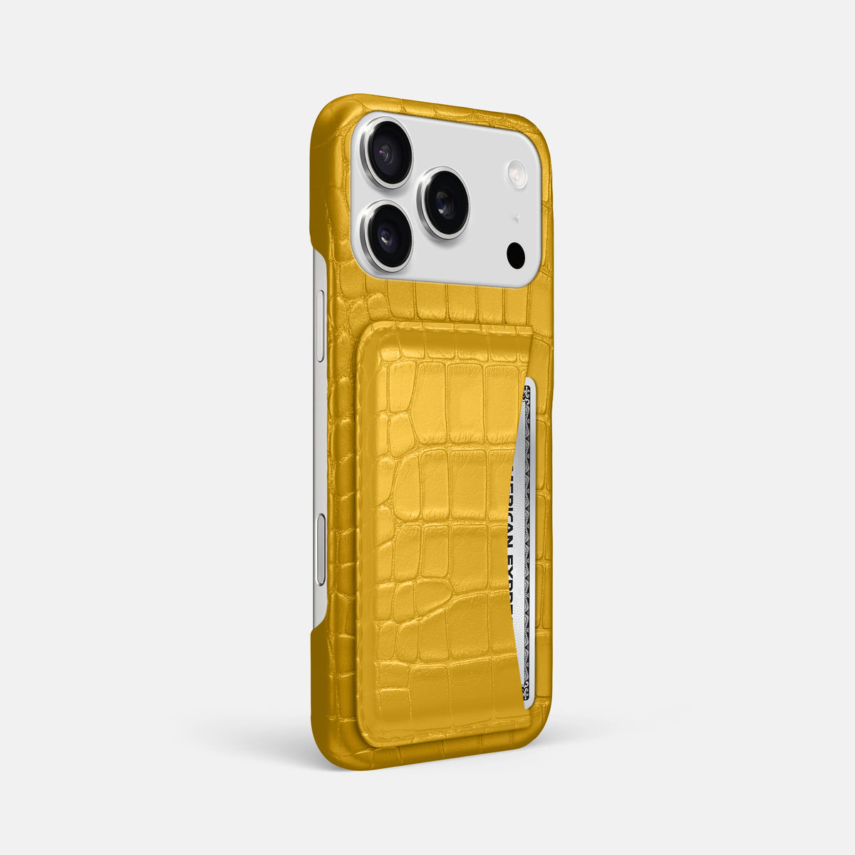 Slim Card Case For iPhone 17 Pro Max In Alligator -2 | Yellow