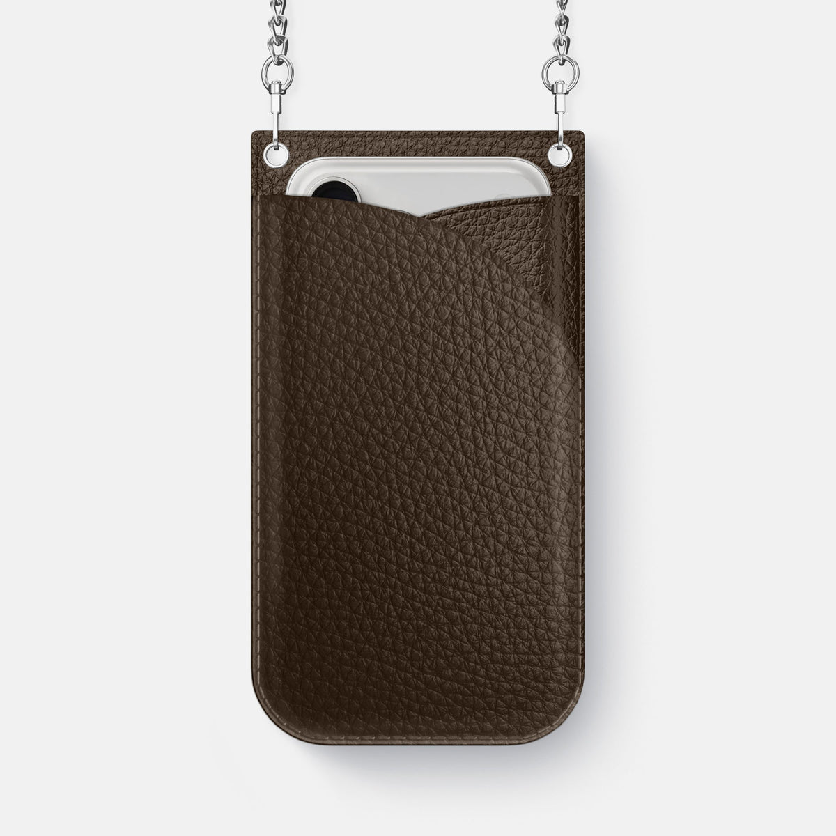 Crossbody Bag For iPhone 18 Pro Max In Calf -1 | Dark-Brown-Steel