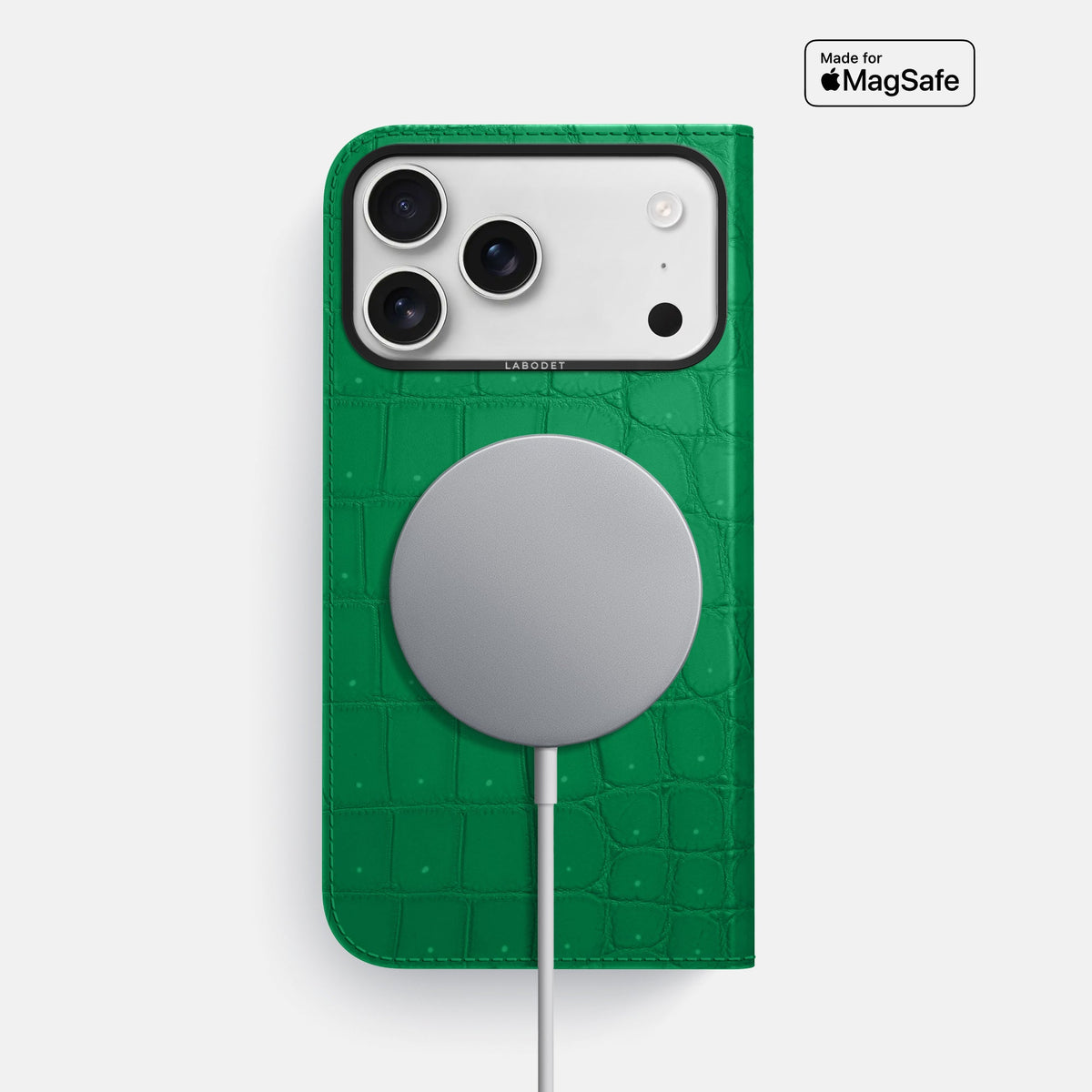 Folio Case For iPhone 18 Pro Max In Porosus Crocodile -3 | Cactus-Green-Black