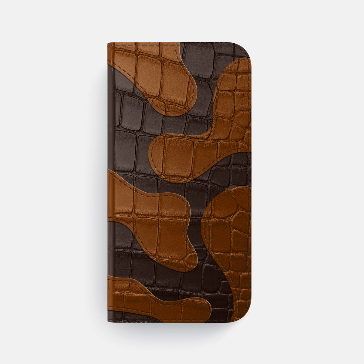 Camouflage Folio For iPhone 18 Pro Max In Alligator -4 | Dark-Brown-Black