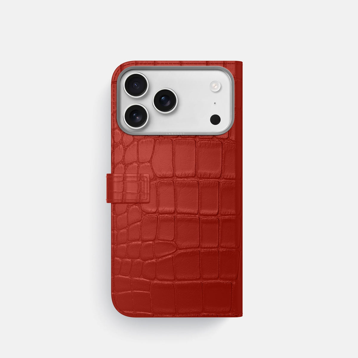 Folio Case with Clasp For iPhone 18 Pro In Alligator -3 | Red-Steel