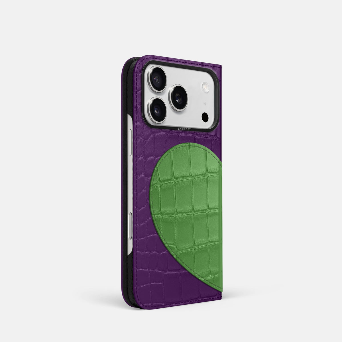Folio Case With Heart For iPhone 18 Pro In Alligator -1 | Purple-Black