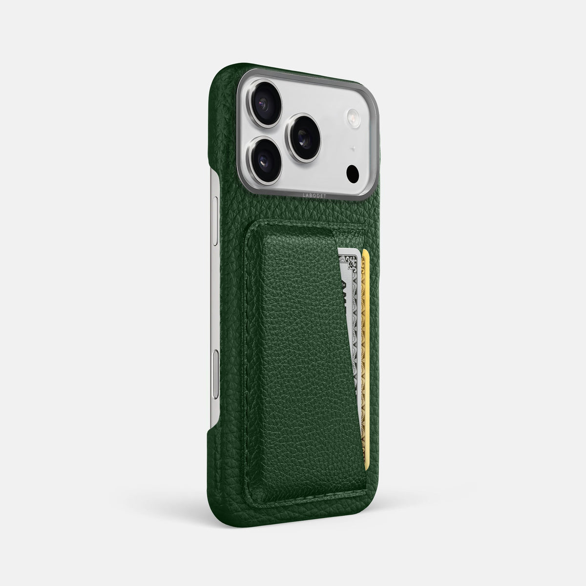 Double Card Case For iPhone 18 Pro Max In Calf -2 | Dark-Green-Steel