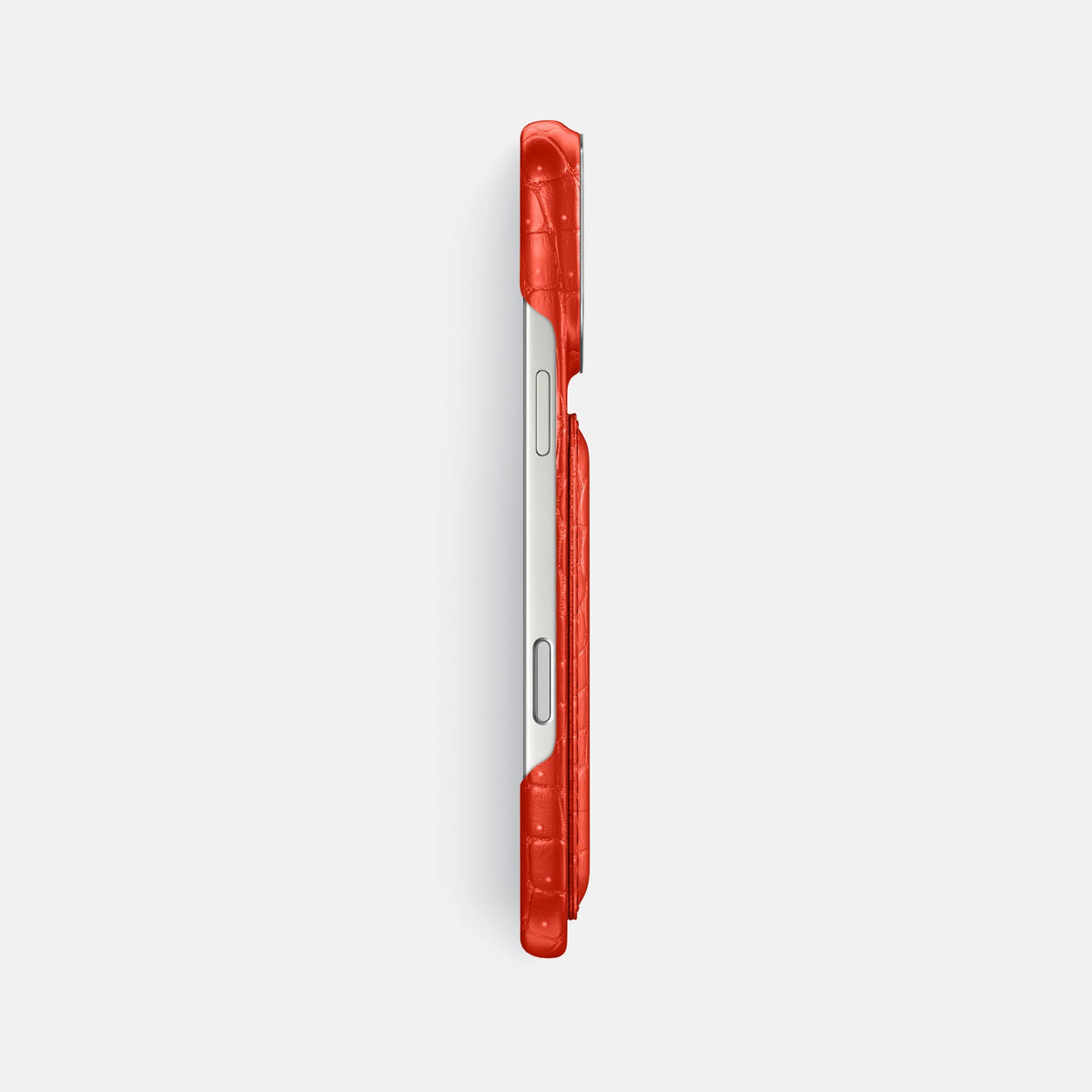 Double Card Case For iPhone 18 Pro Max In Porosus Crocodile -3 | Rust-Steel