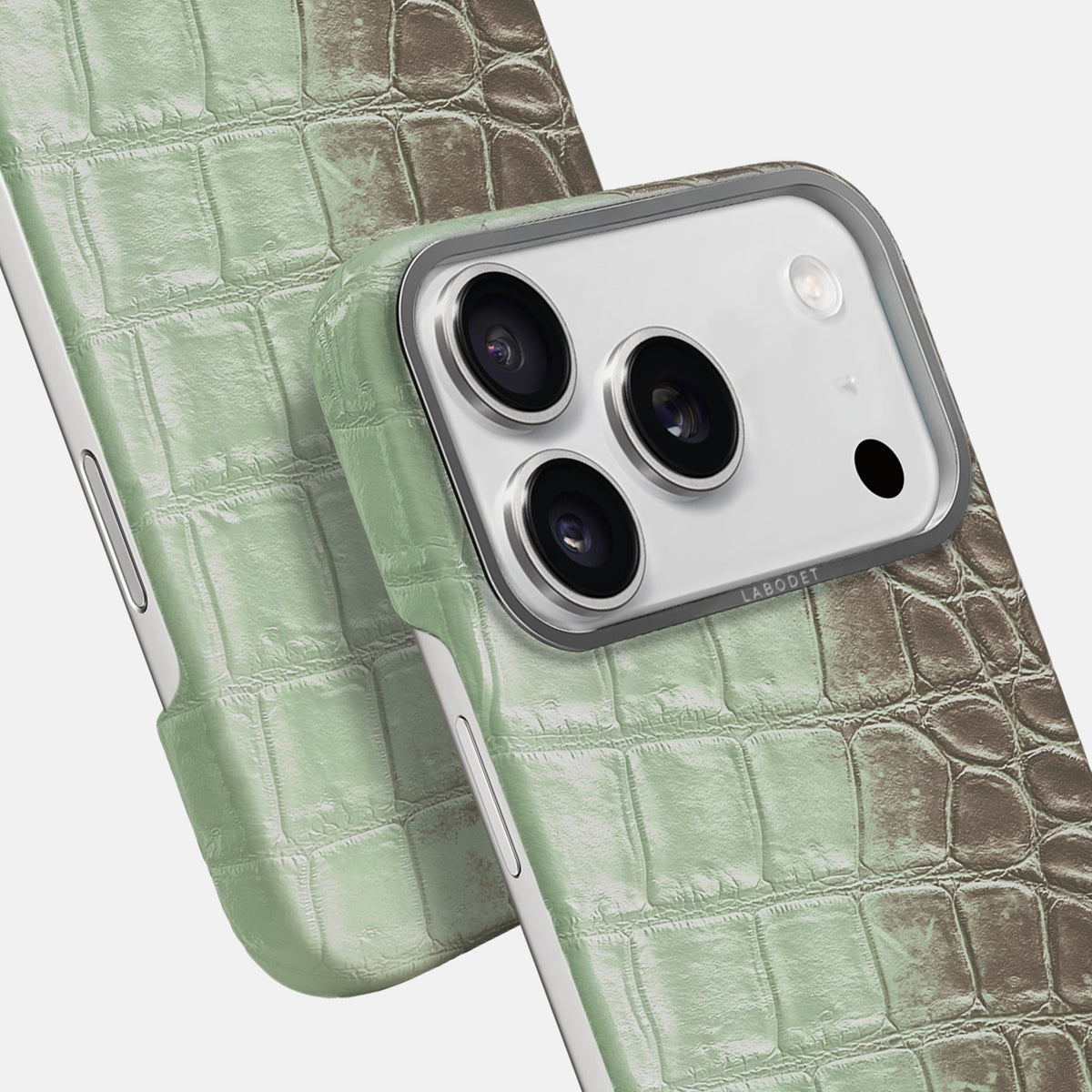 Classic Case For iPhone 18 Pro Max In Himalayan Crocodile -5 | Pistachio-Steel