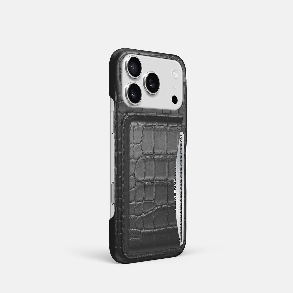Slim Card Case For iPhone 17 Pro In Alligator -2 | Grey