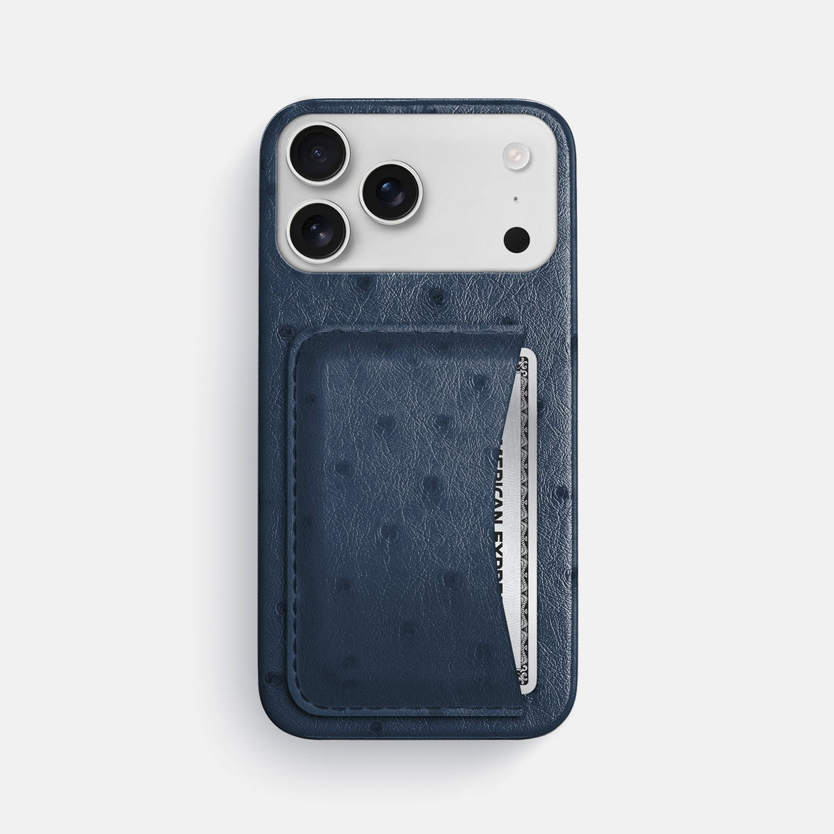 Slim Card Case For iPhone 18 Pro Max In Ostrich -1 | Navy-Blue