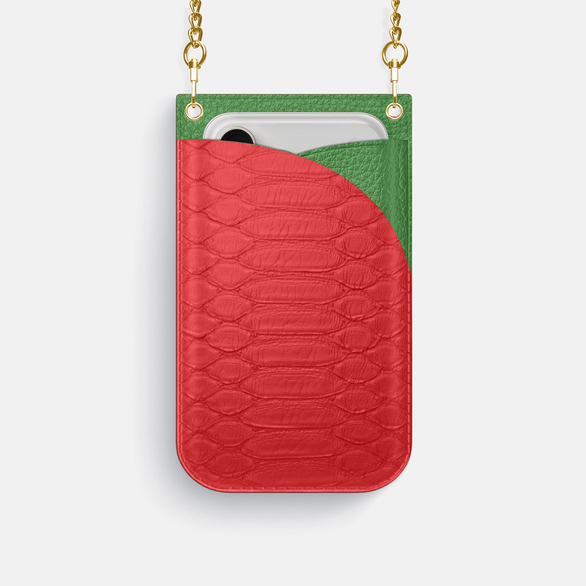 Crossbody Bag For iPhone 18 Pro In Python -1 | Red-Gold