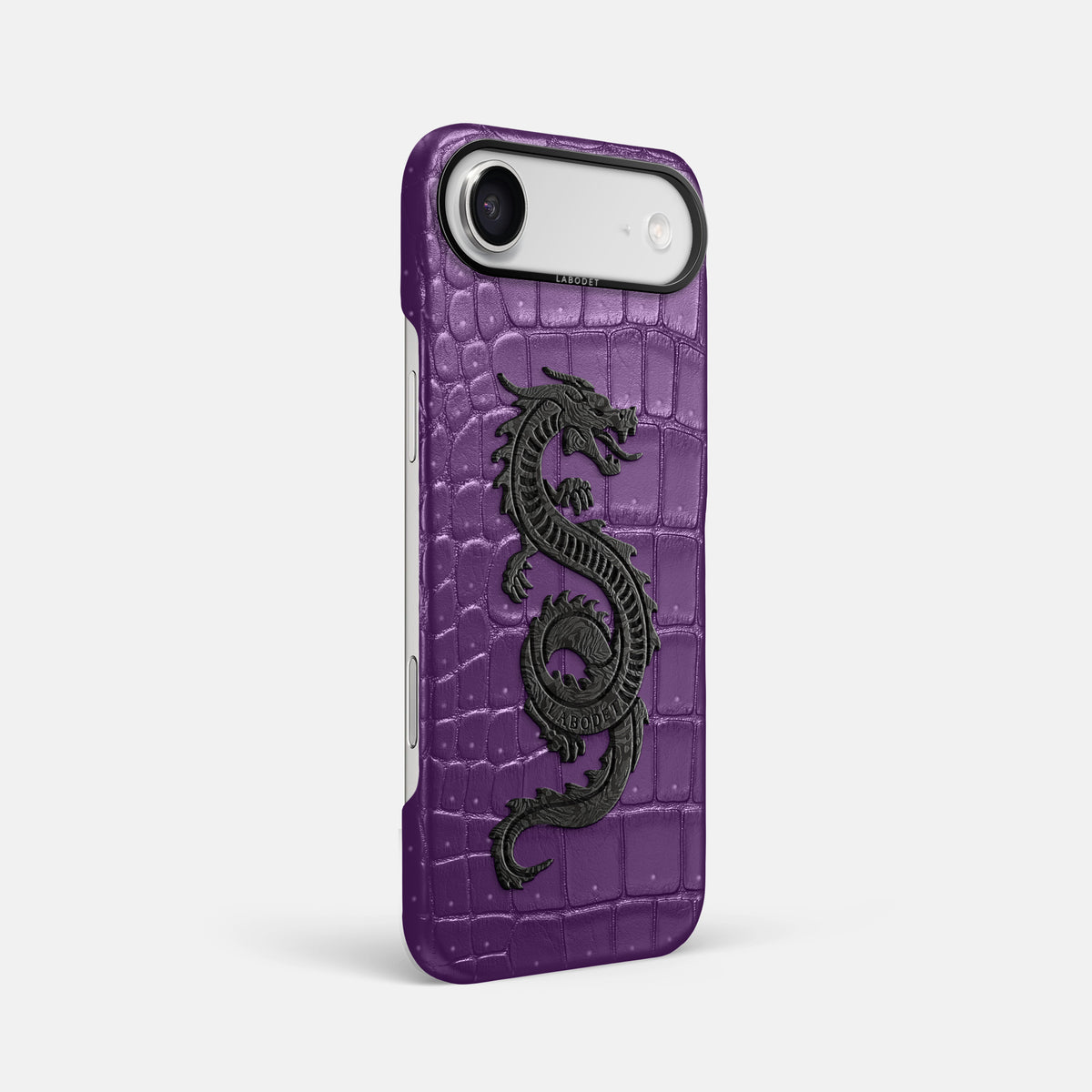 Classic Case With Carbon Dragon For iPhone 17 Air In Porosus Crocodile -2 | Purple-Black