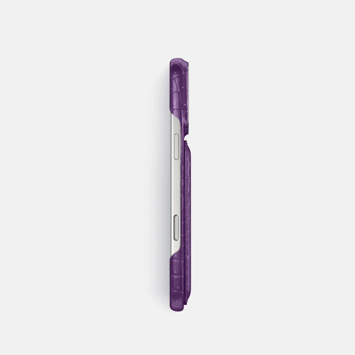 Double Card Case For iPhone 17 Pro In Porosus Crocodile -3 | Purple-Steel