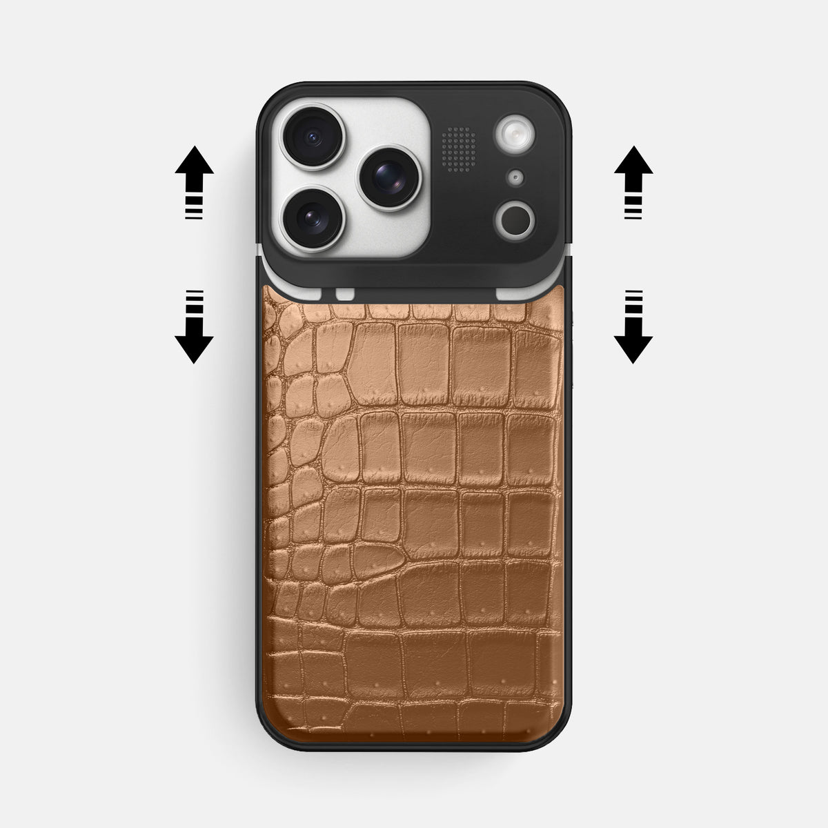 Metal Case For iPhone 17 Pro Max In Porosus Crocodile -2 | Milk-Chocolate-Black