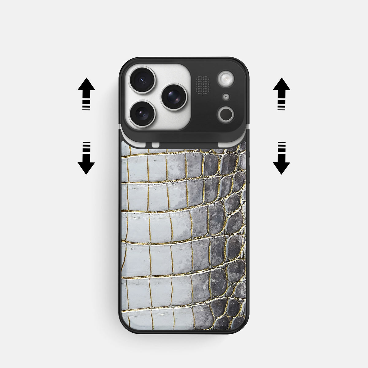 Metal Case For iPhone 17 Pro In Himalayan Crocodile -2 | Gold-Black