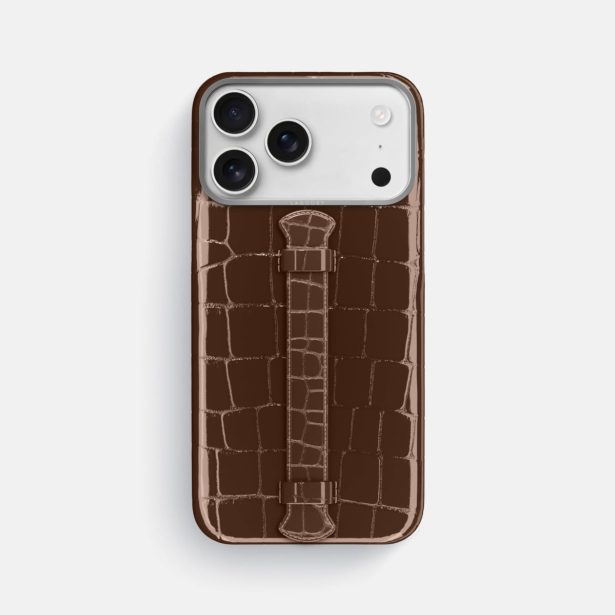 Center Handle For iPhone 18 Pro Max In Shiny Alligator -1 | Brown-Steel