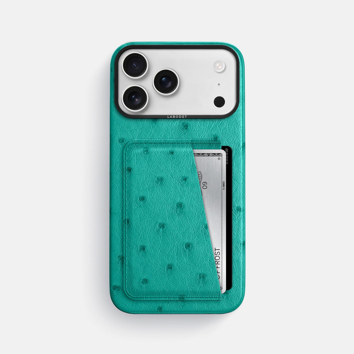 Double Card Case For iPhone 18 Pro Max In Ostrich -1 | Turquoise-Black