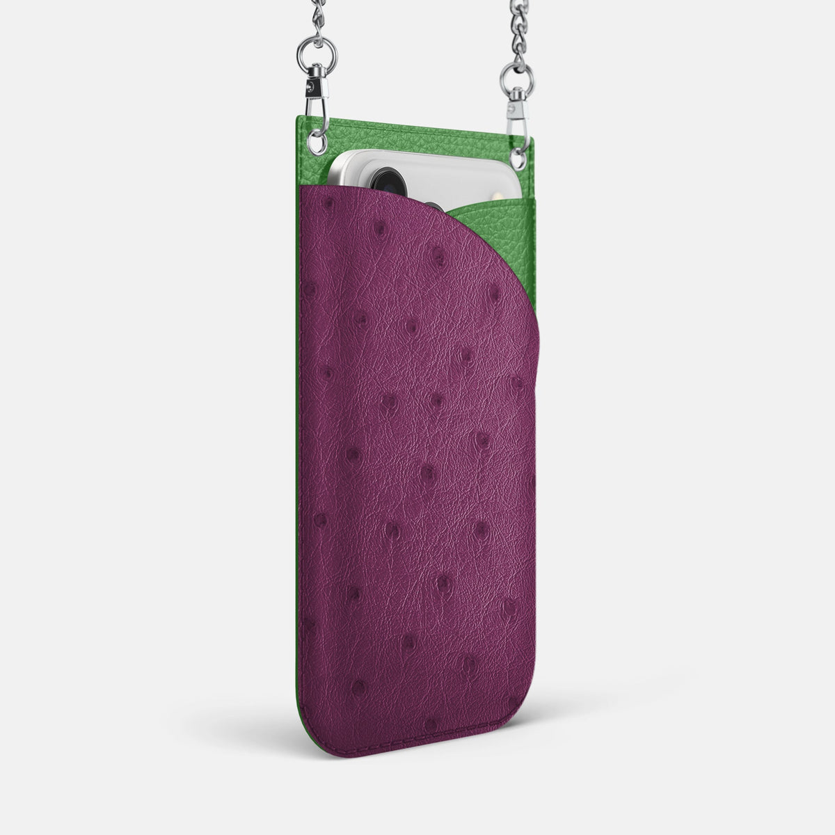 Crossbody Bag For iPhone 18 Pro Max In Ostrich -2 | Purple-Steel