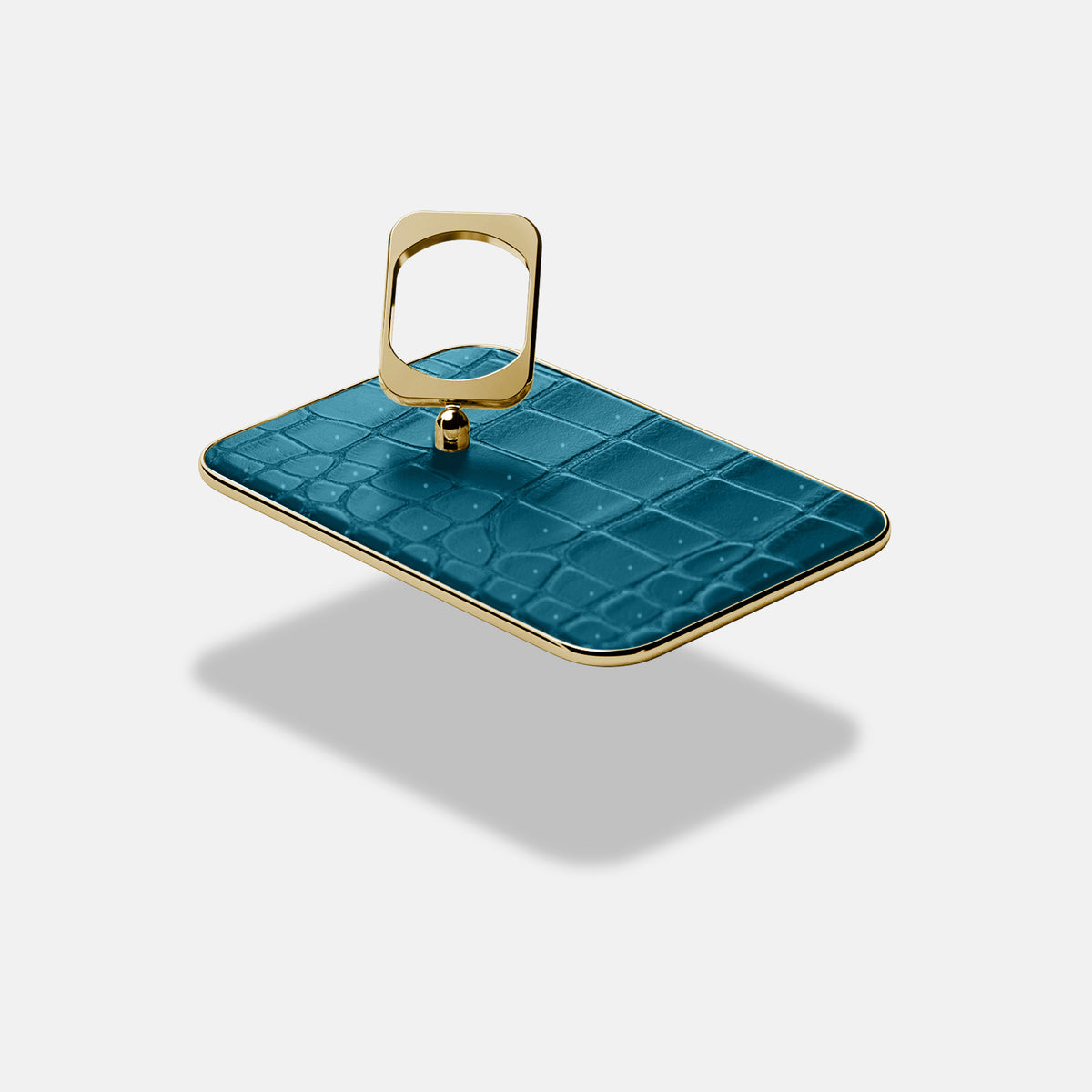 MagSafe Ring For iPhone 17 Air In Porosus Crocodile -4 | Turquoise-Gold