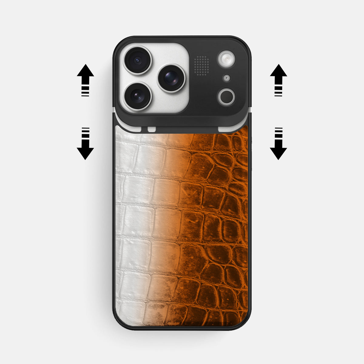 Metal Case For iPhone 17 Pro Max In Himalayan Crocodile -2 | Orange-Black
