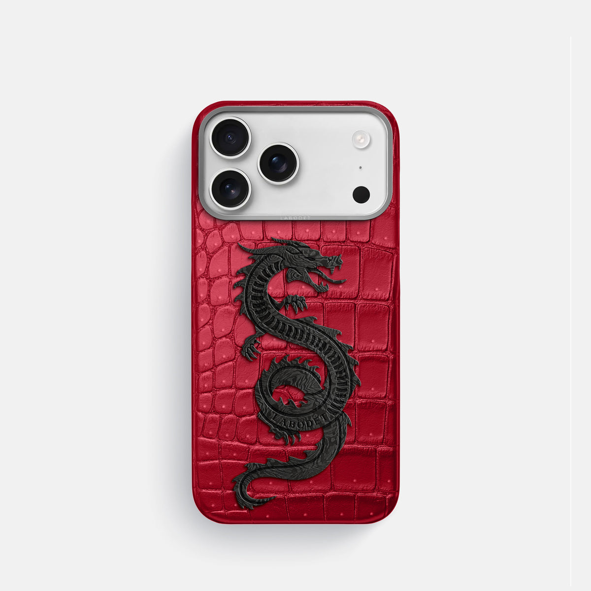 Classic Case With Carbon Dragon For iPhone 17 Pro In Porosus Crocodile -1 | Burgundy-Steel