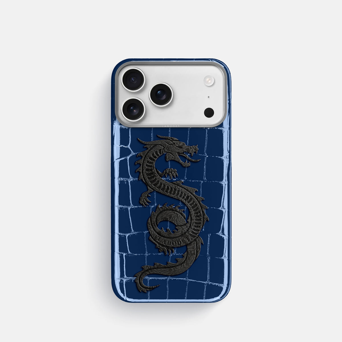 Classic Case With Carbon Dragon For iPhone 17 Pro In Shiny Alligator -1 | Mediterranean-Steel