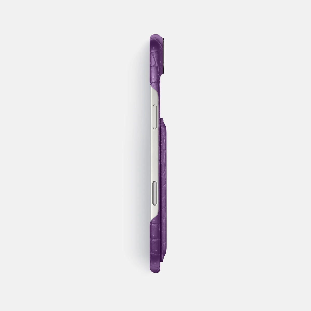 Double Card Case For iPhone 17 Air In Porosus Crocodile -3 | Purple-Black