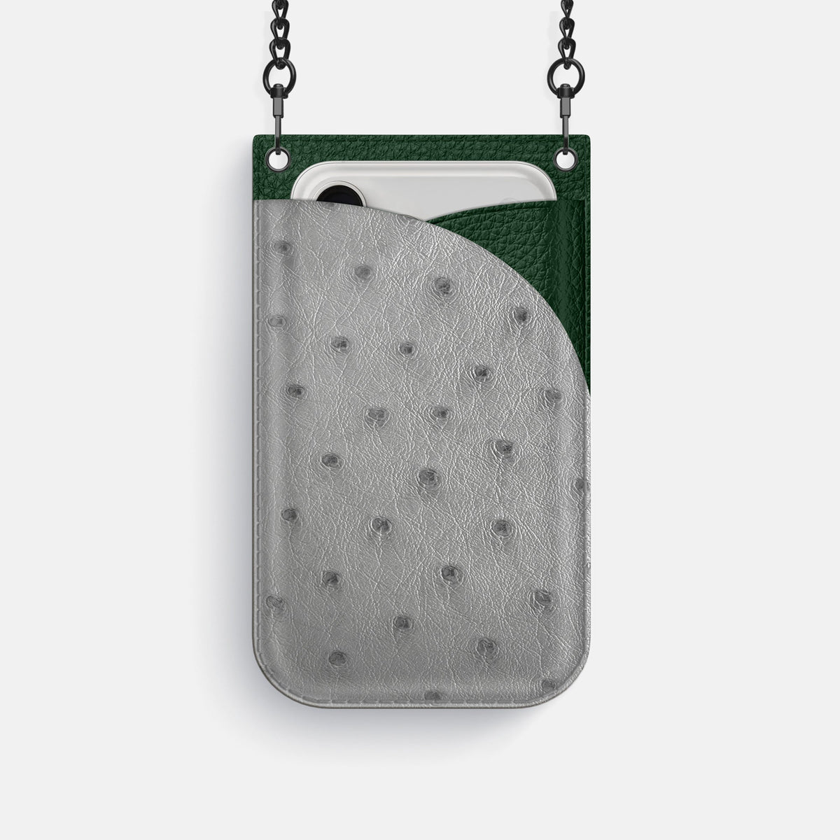 Crossbody Bag For iPhone 18 Pro In Ostrich -1 | Silver-Black