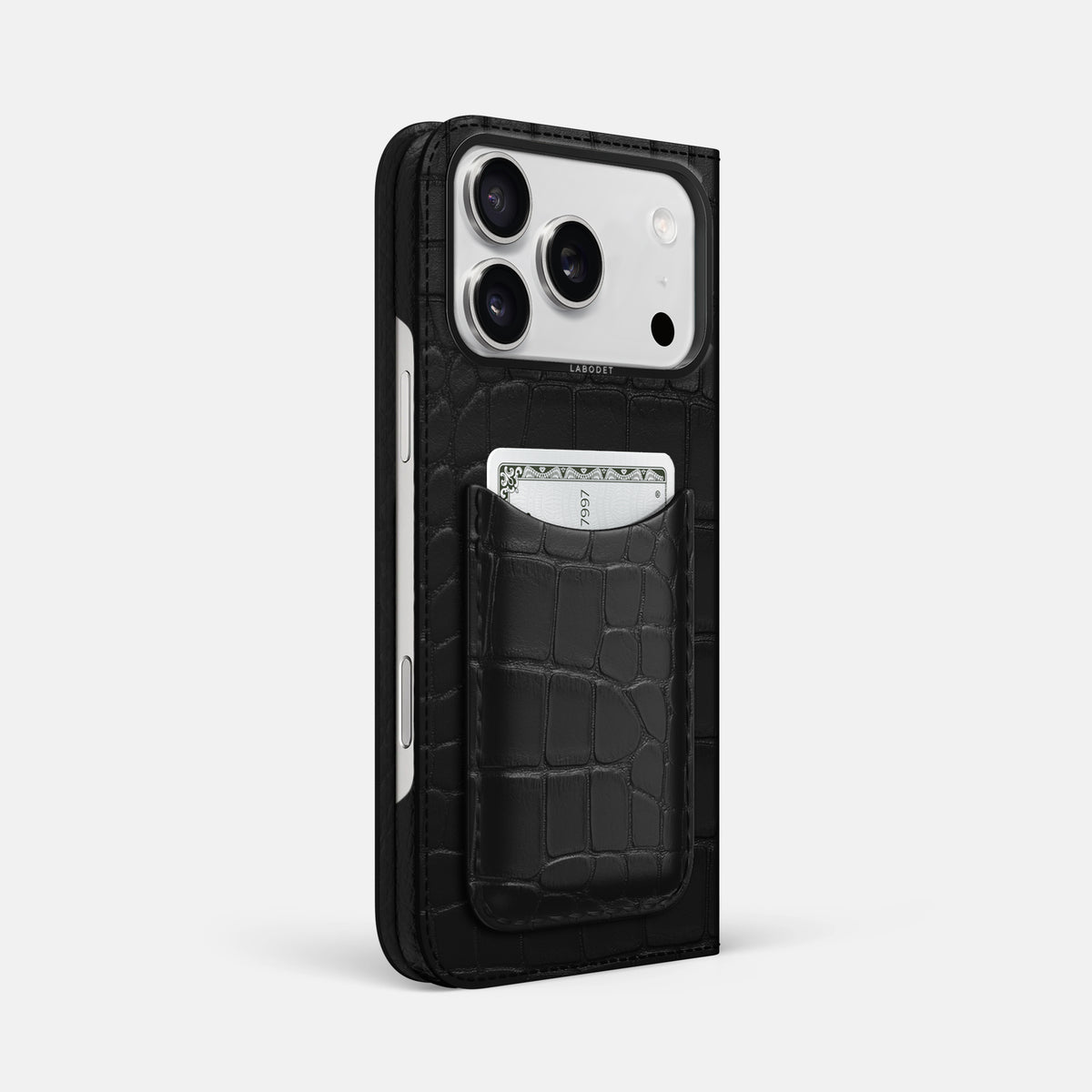 Folio Case with Card For iPhone 17 Pro Max In Alligator -1 | Black-Black