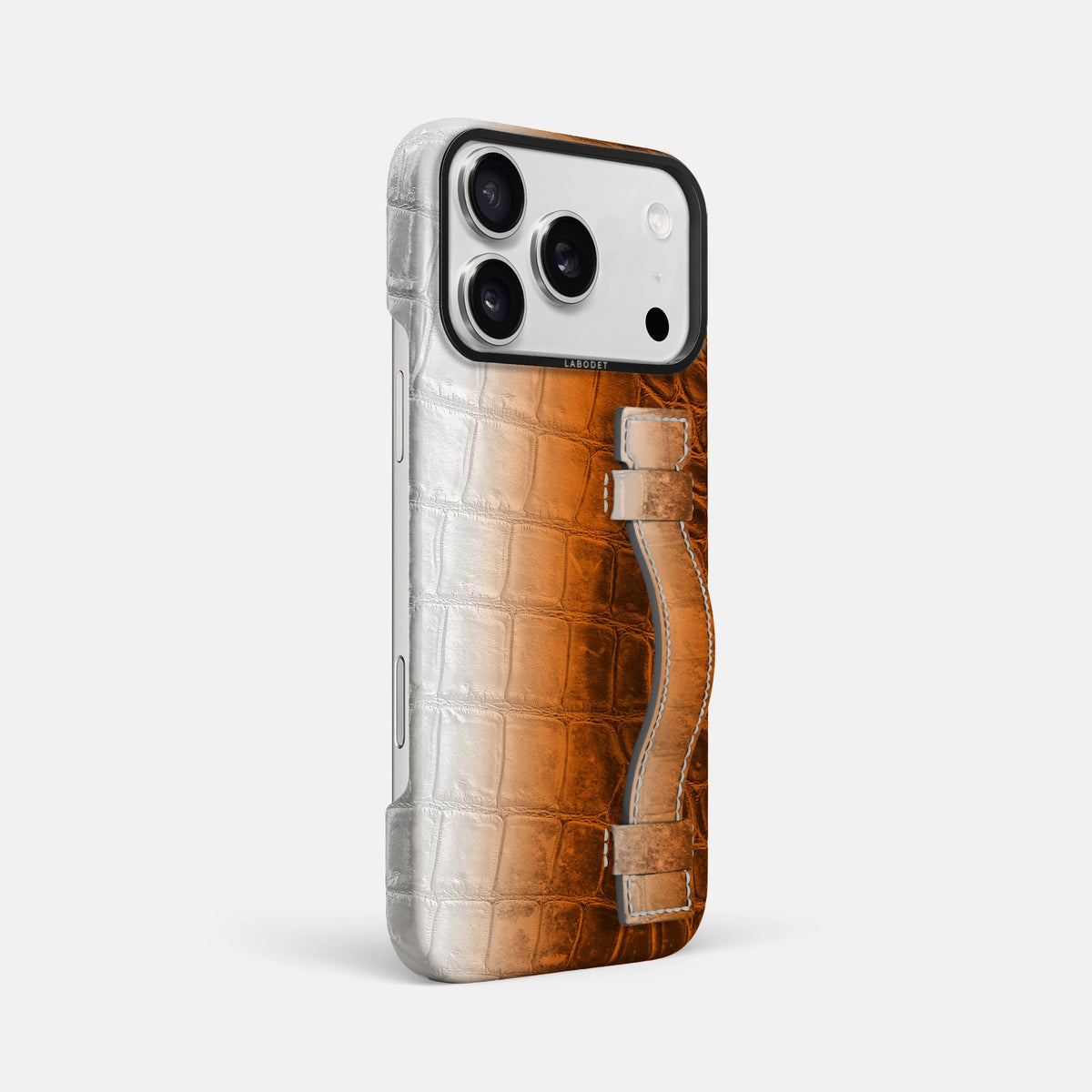 Handle Case For iPhone 18 Pro Max In Himalayan Crocodile -2 | Orange-Black