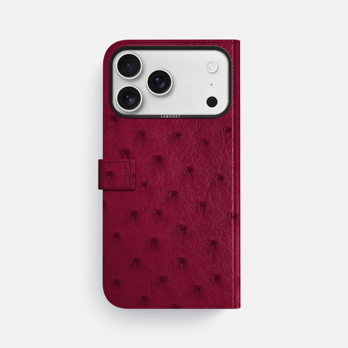 Folio Case with Clasp For iPhone 18 Pro Max In Ostrich -3 | Bordeaux-Black