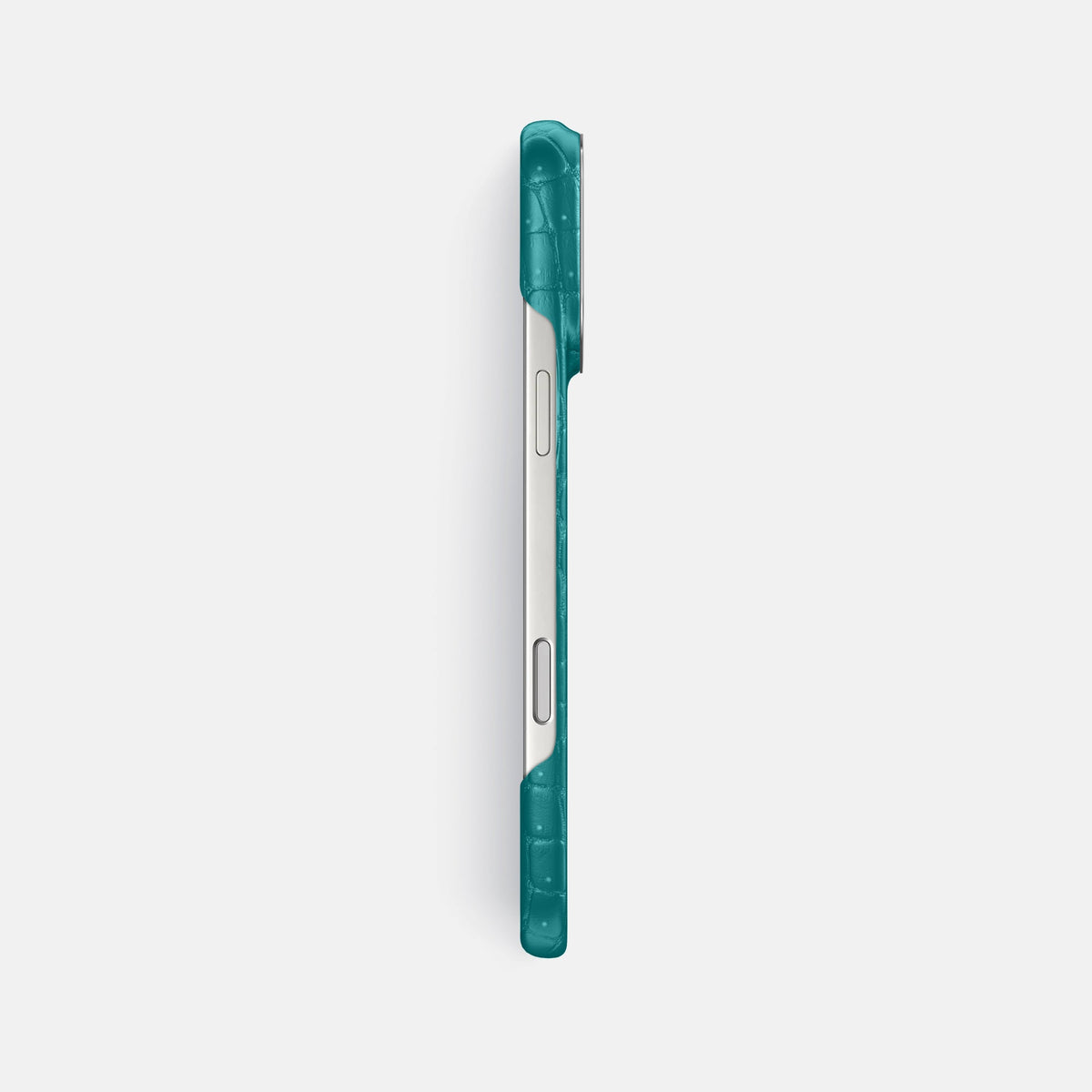 Classic Case For iPhone 18 Pro Max In Porosus Crocodile -3 | Celadon-Steel