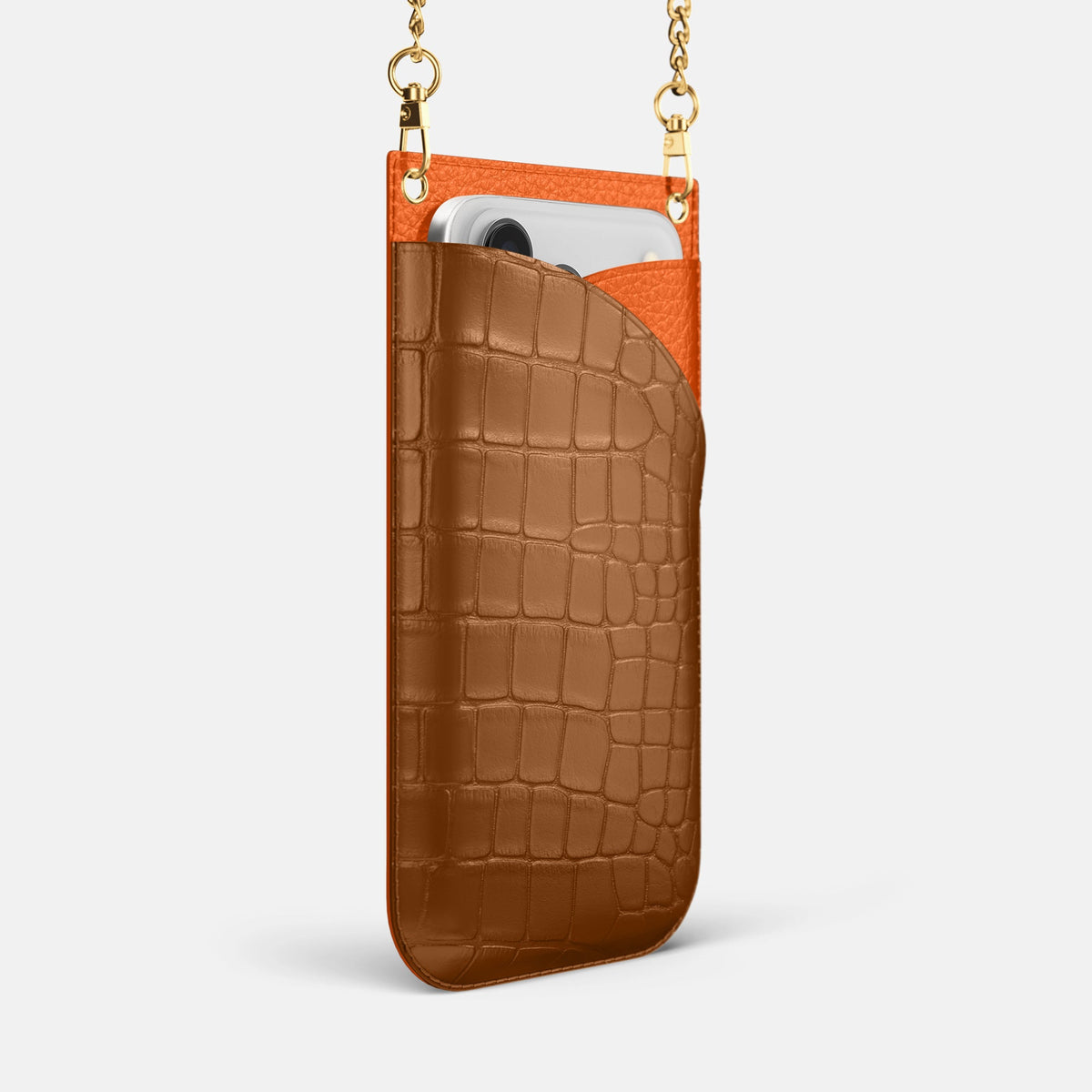 Crossbody Bag For iPhone 18 Pro In Alligator -2 | Honey-Gold
