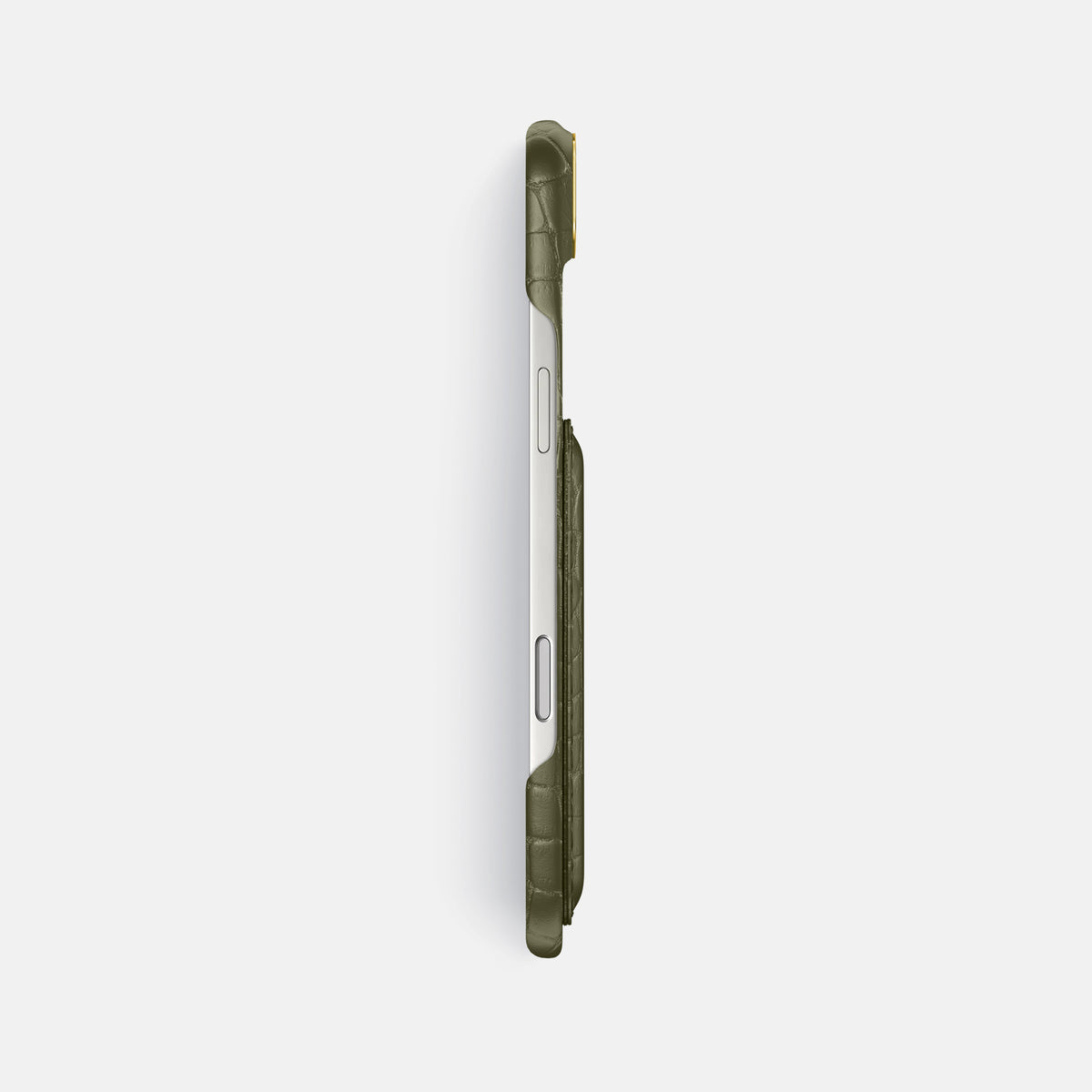 Double Card Case For iPhone 17 Air In Alligator -3 | Kaki-Green-Gold