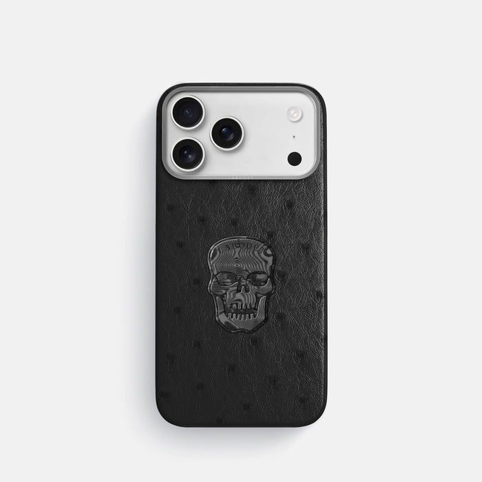 Classic Case With Carbon Skull For iPhone 18 Pro In Ostrich -1 | Black-Steel