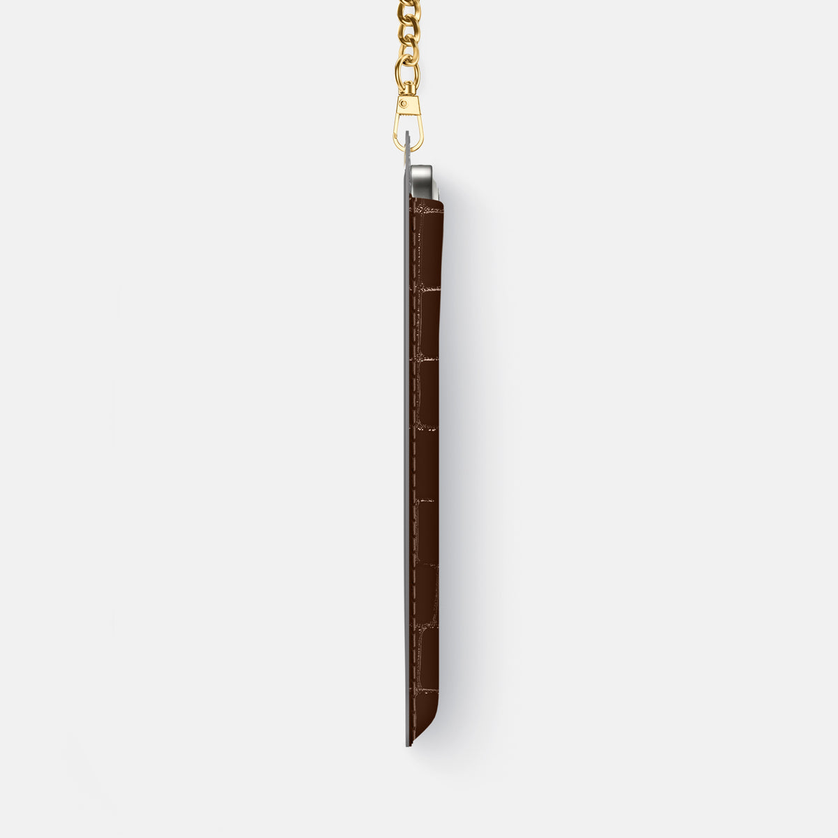 Crossbody Bag For iPhone 17 Air In Shiny Alligator -4 | Brown-Gold