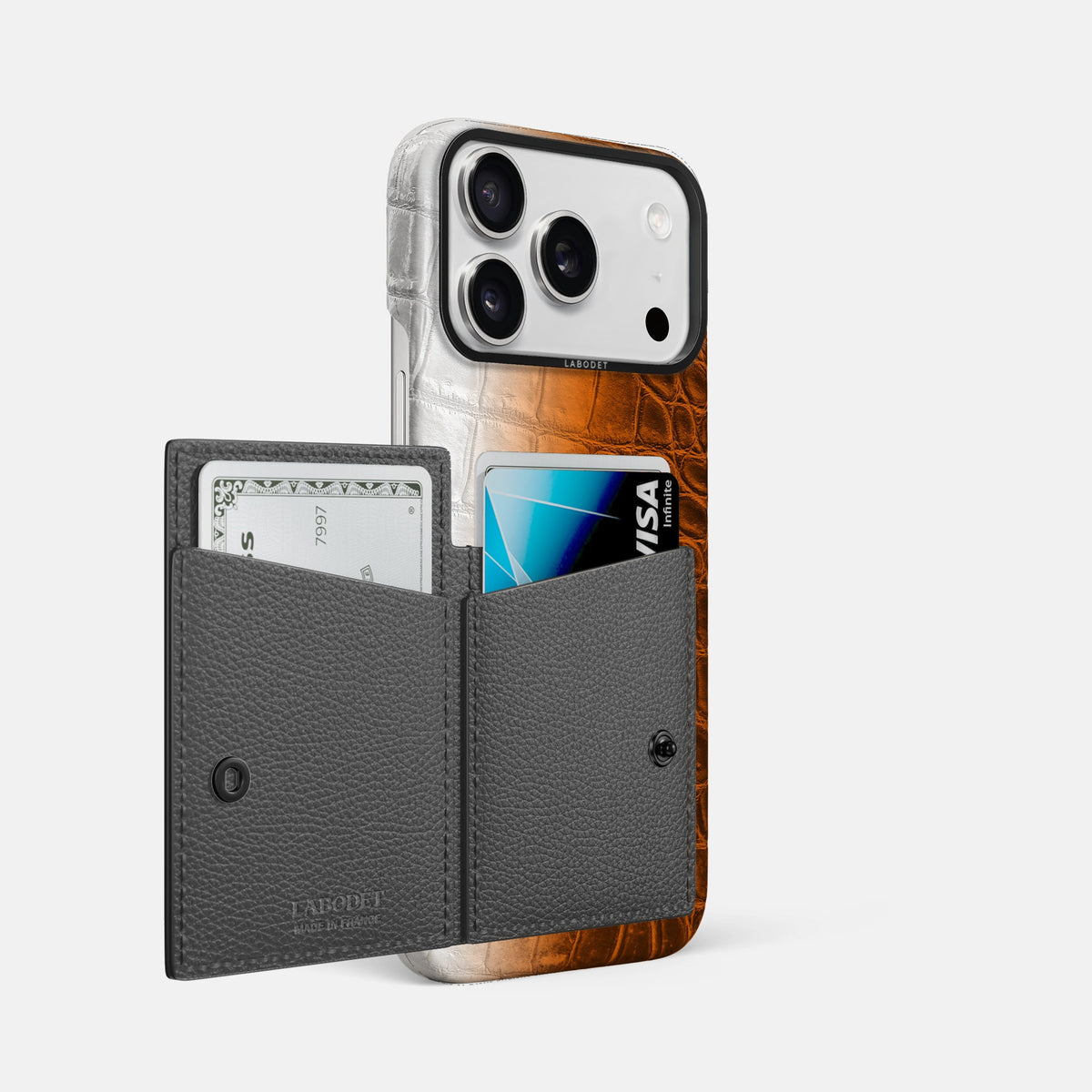 Bi-Fold Case For iPhone 18 Pro Max In Himalayan Crocodile -2 | Orange-Black