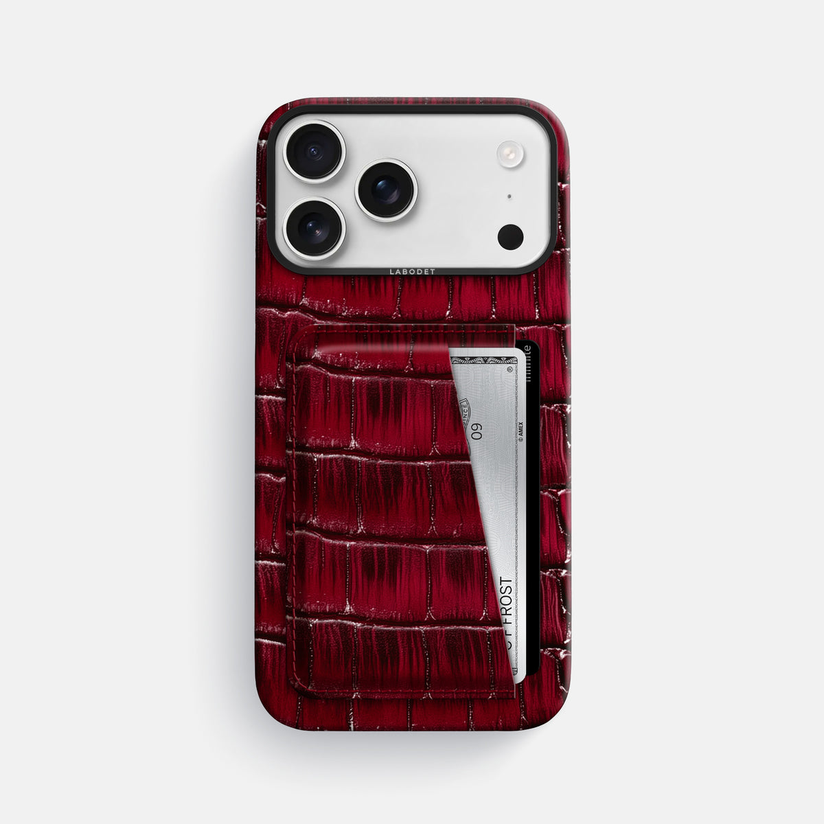 Double Card Case For iPhone 17 Pro Max In Patina Alligator -1 | Havana-Burgundy-Black