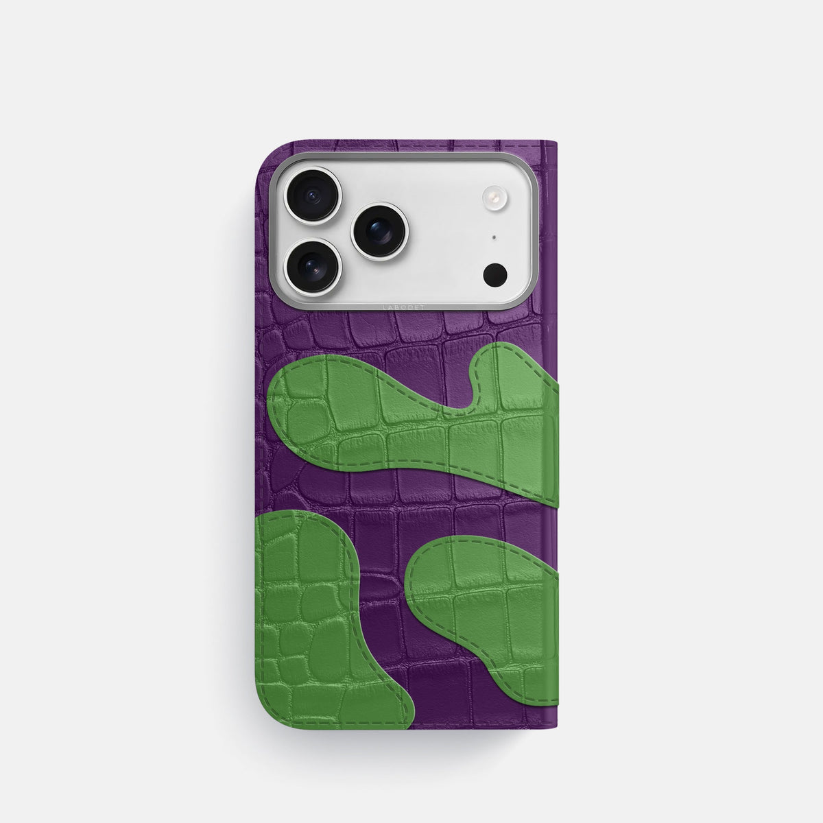Camouflage Folio For iPhone 18 Pro In Alligator -3 | Purple-Steel