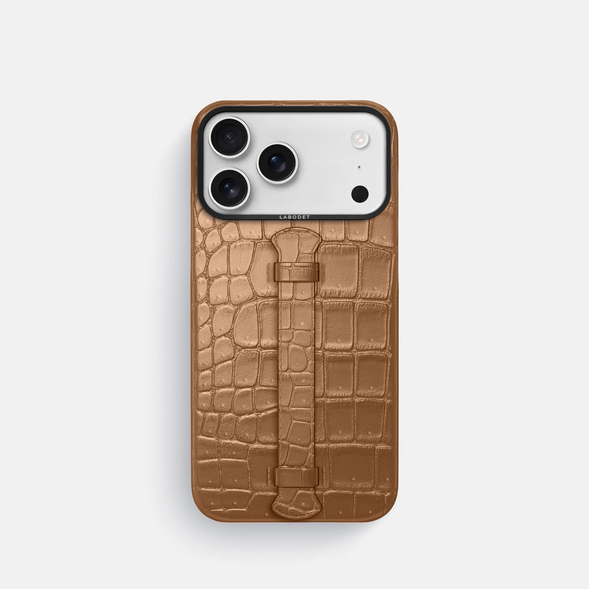 Center Handle For iPhone 18 Pro In Porosus Crocodile -1 | Milk-Chocolate-Black