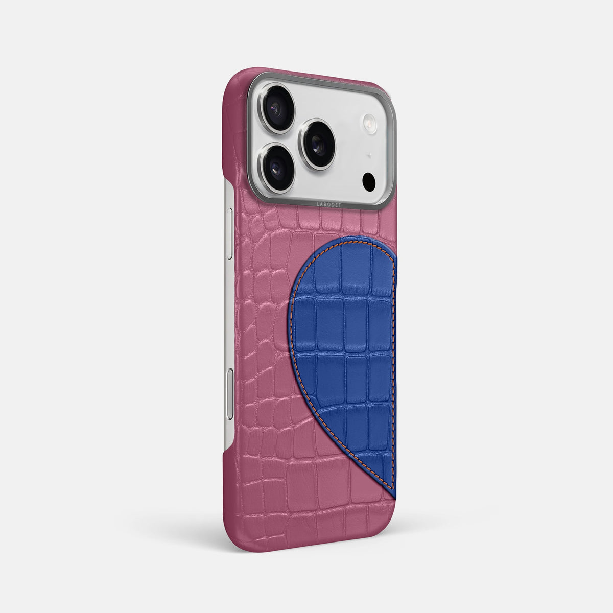 Classic Case With Half Heart - Left For iPhone 18 Pro Max In Alligator -2 | Pink-Lagoon-Steel