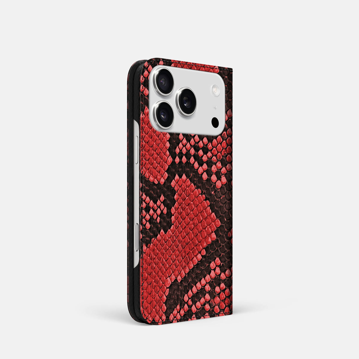 Folio Slim Case For iPhone 18 Pro In Deluxe Python -1 | Red