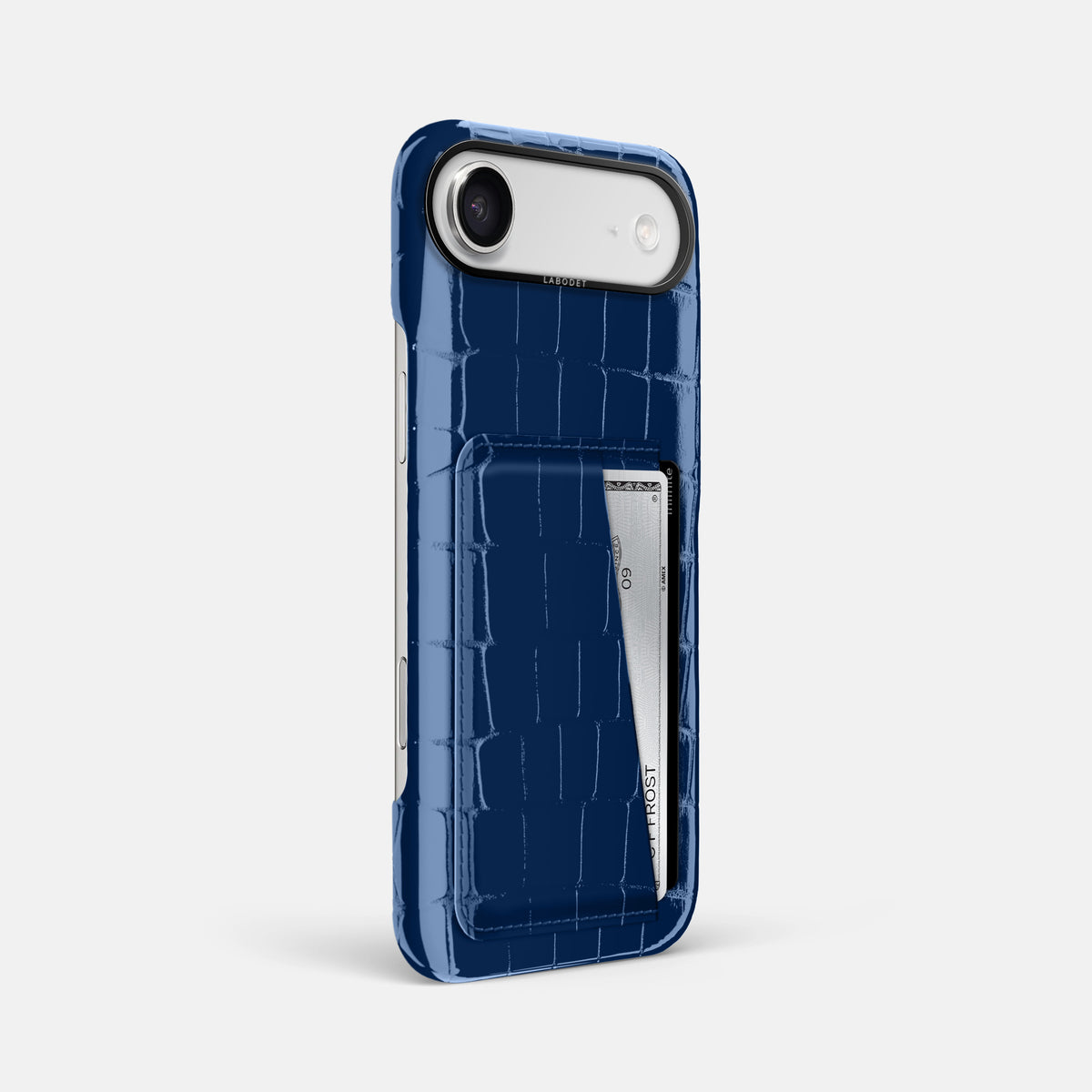 Double Card Case For iPhone 17 Air In Shiny Alligator -2 | Mediterranean-Black