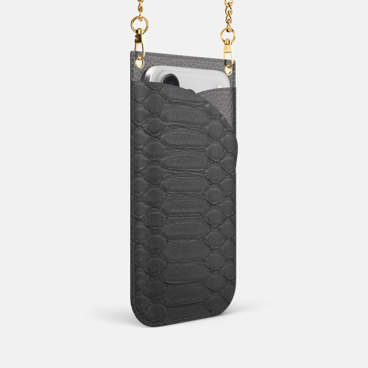 Crossbody Bag For iPhone 18 Pro In Python -2 | Grey-Gold