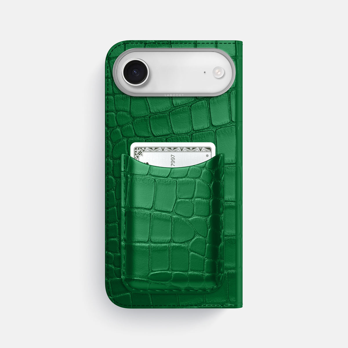 Folio Case with Card For iPhone 17 Air In Alligator -3 | Forest-Green-Steel