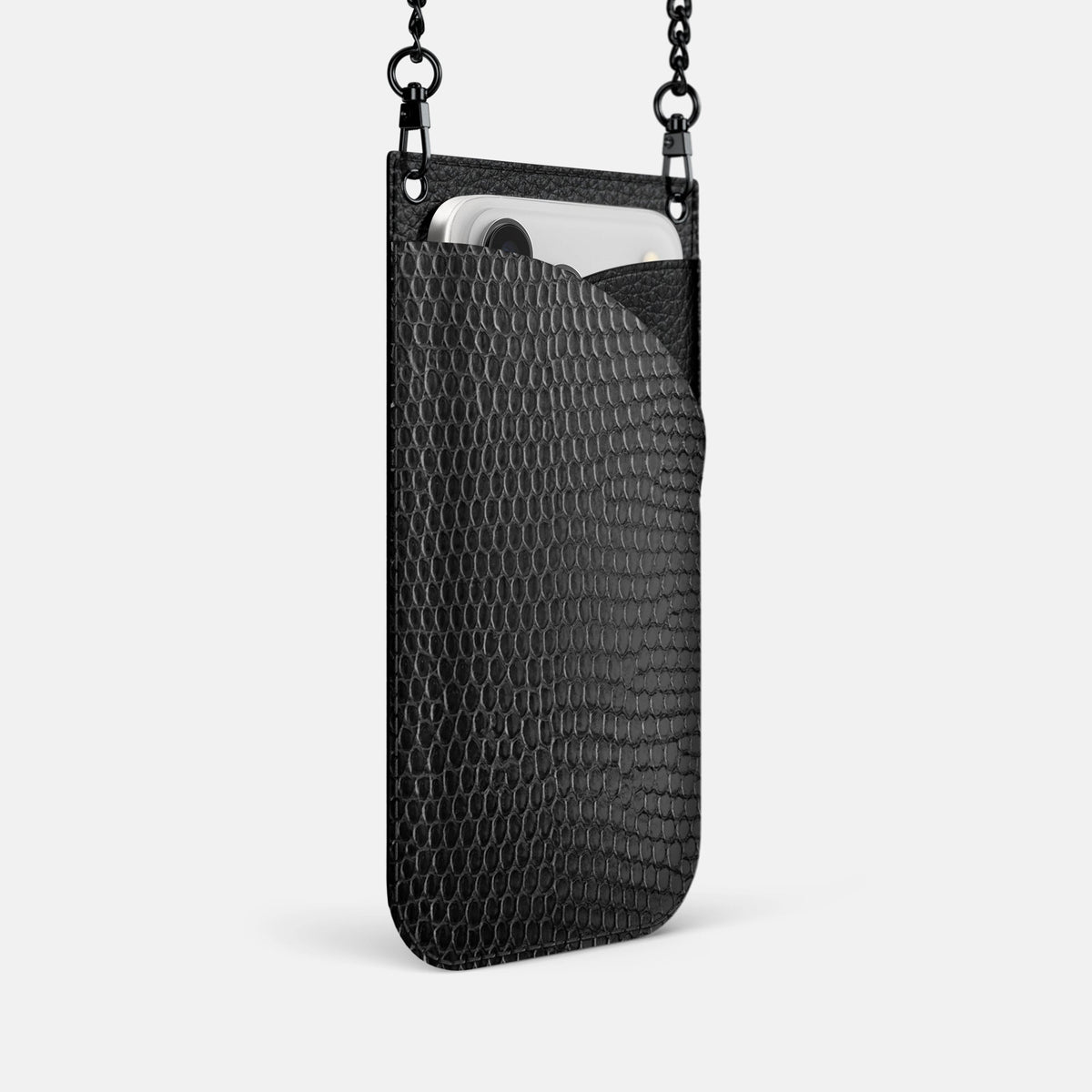 Crossbody Bag For iPhone 18 Pro In Lizard -2 | Black-Black