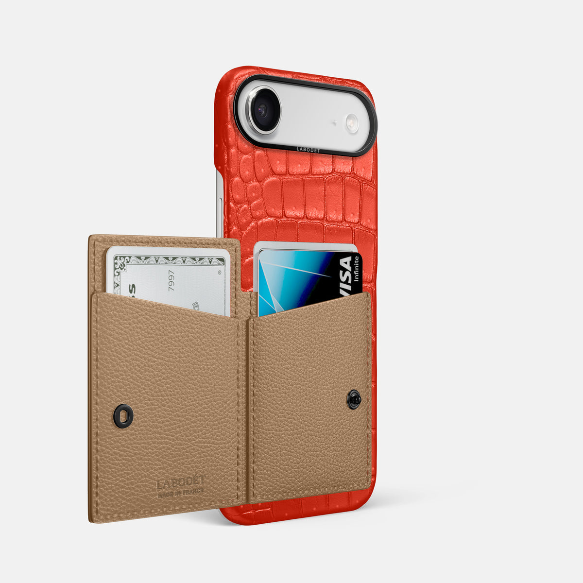 Bi-Fold Case For iPhone 17 Air In Porosus Crocodile -2 | Rust-Black