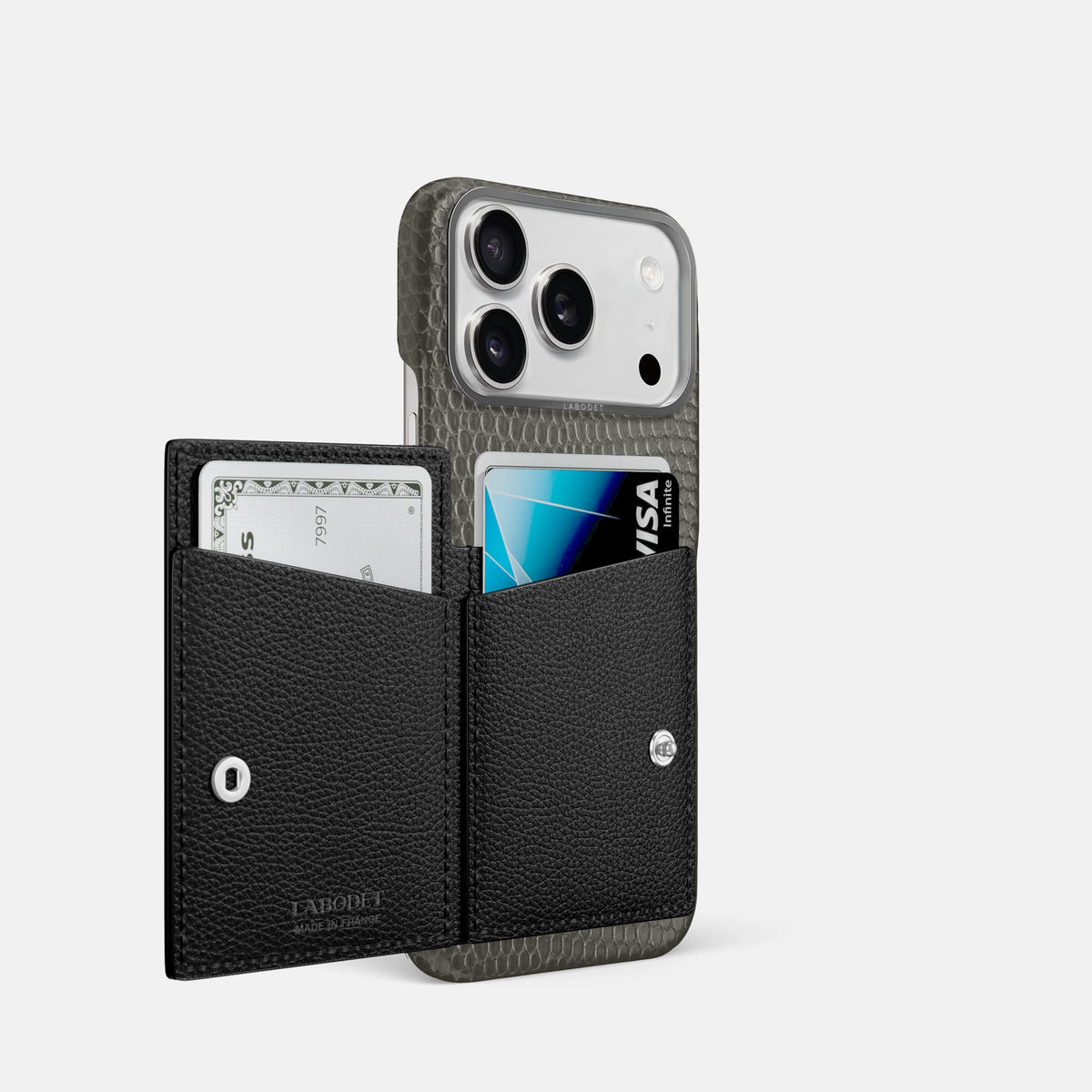 Bi-Fold Case For iPhone 18 Pro In Lizard -2 | Grey-Steel
